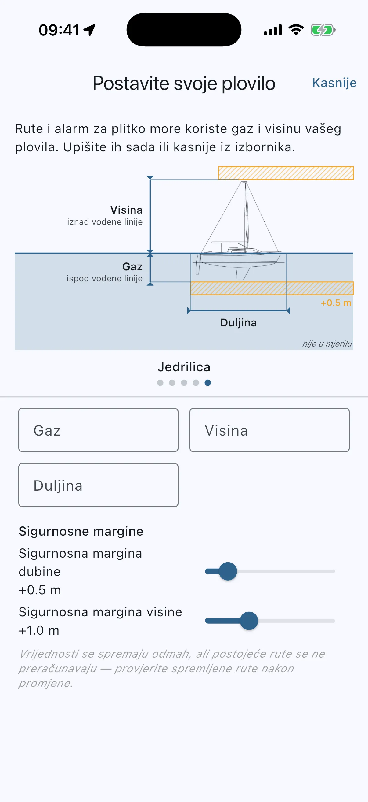 Boat setup asked once on first launch, with Later