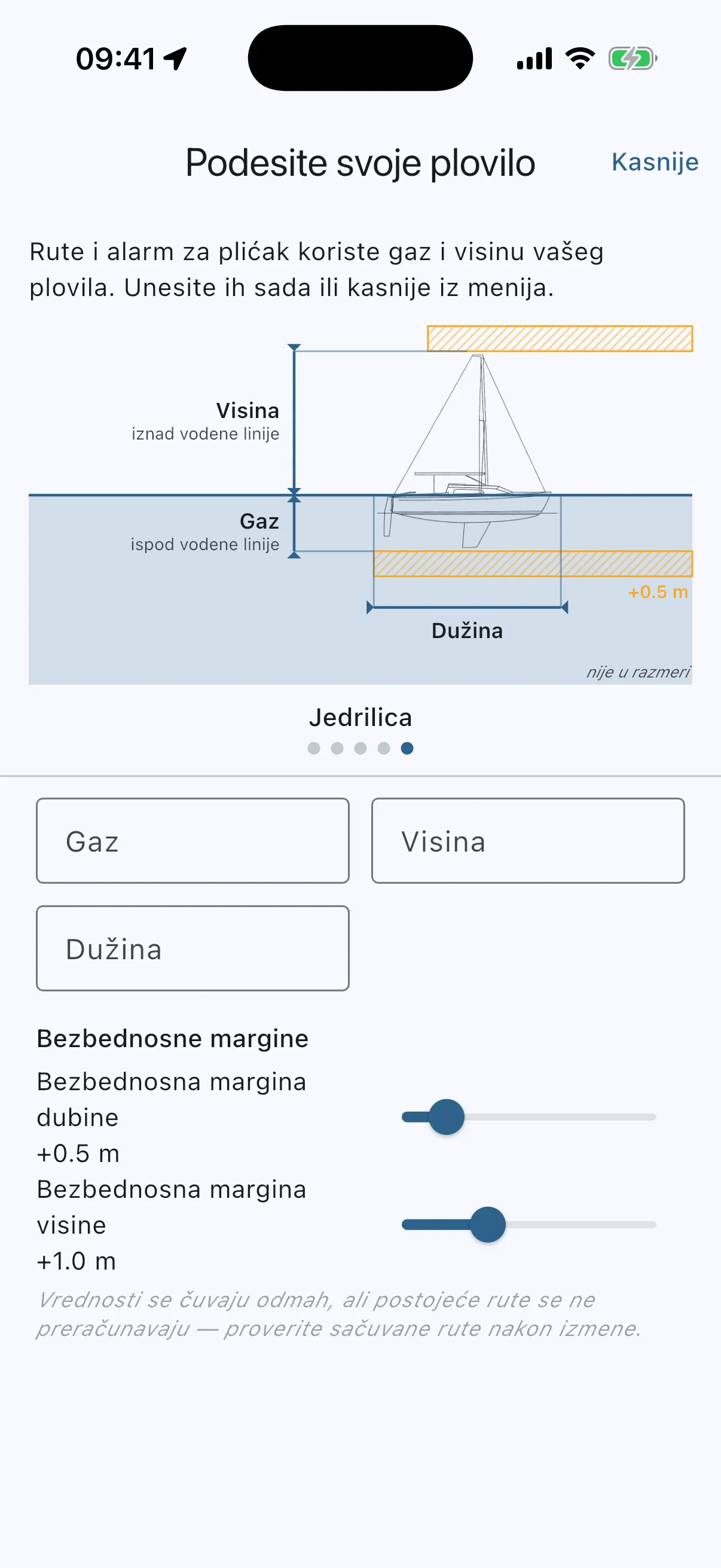 Boat setup asked once on first launch, with Later