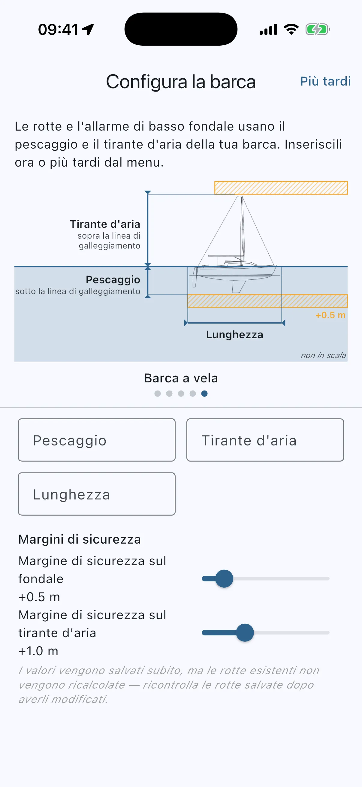 Boat setup asked once on first launch, with Later