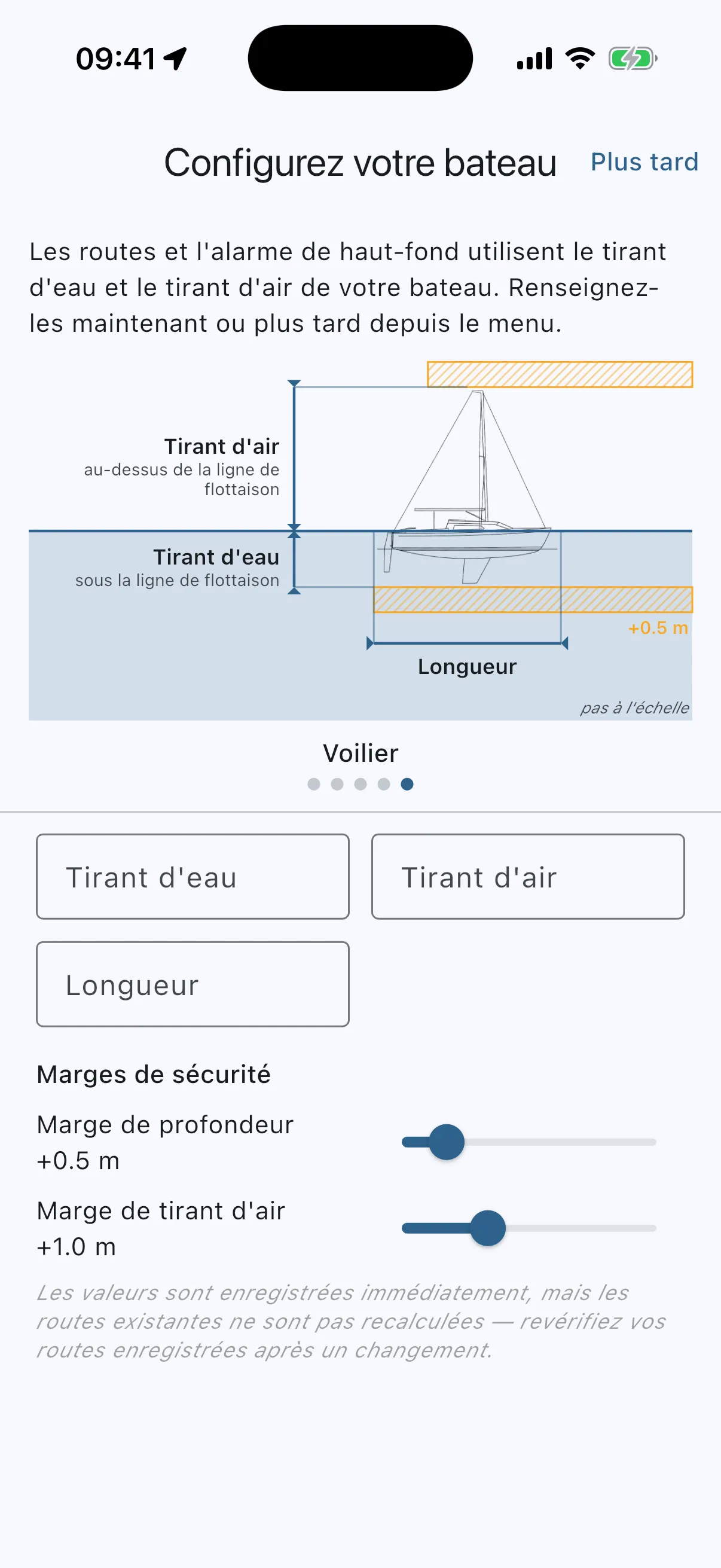 Boat setup asked once on first launch, with Later