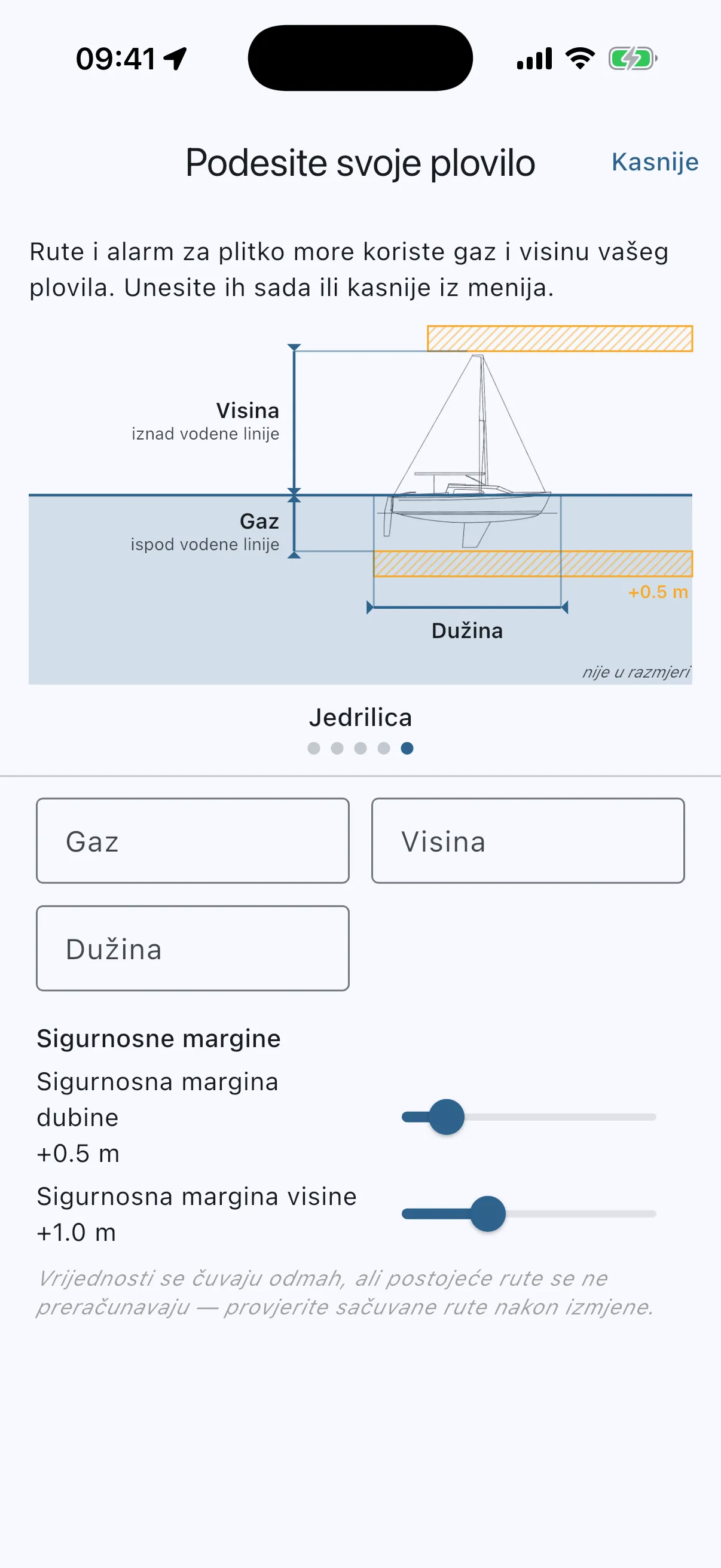 Boat setup asked once on first launch, with Later