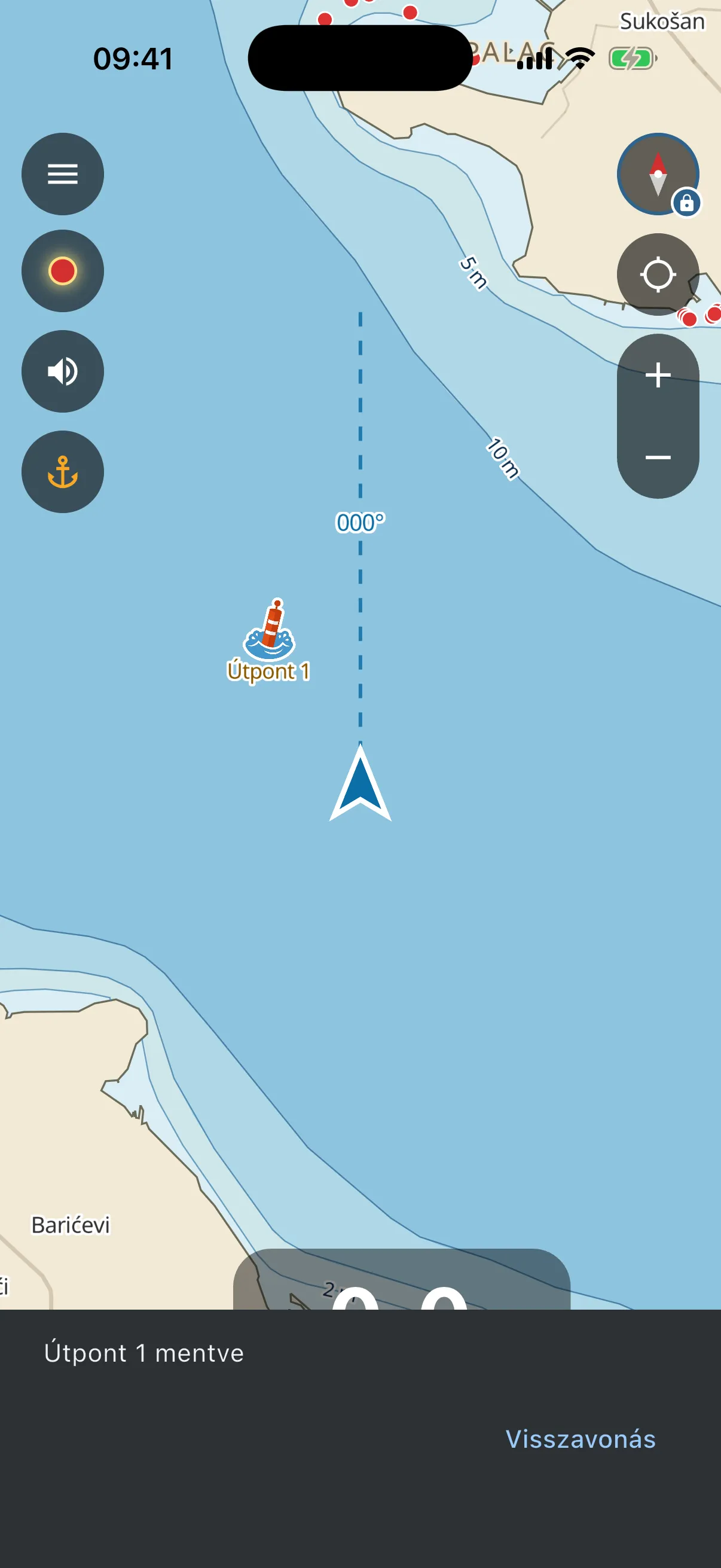 Buoy just dropped, with the “Mark 1 saved” note and Undo