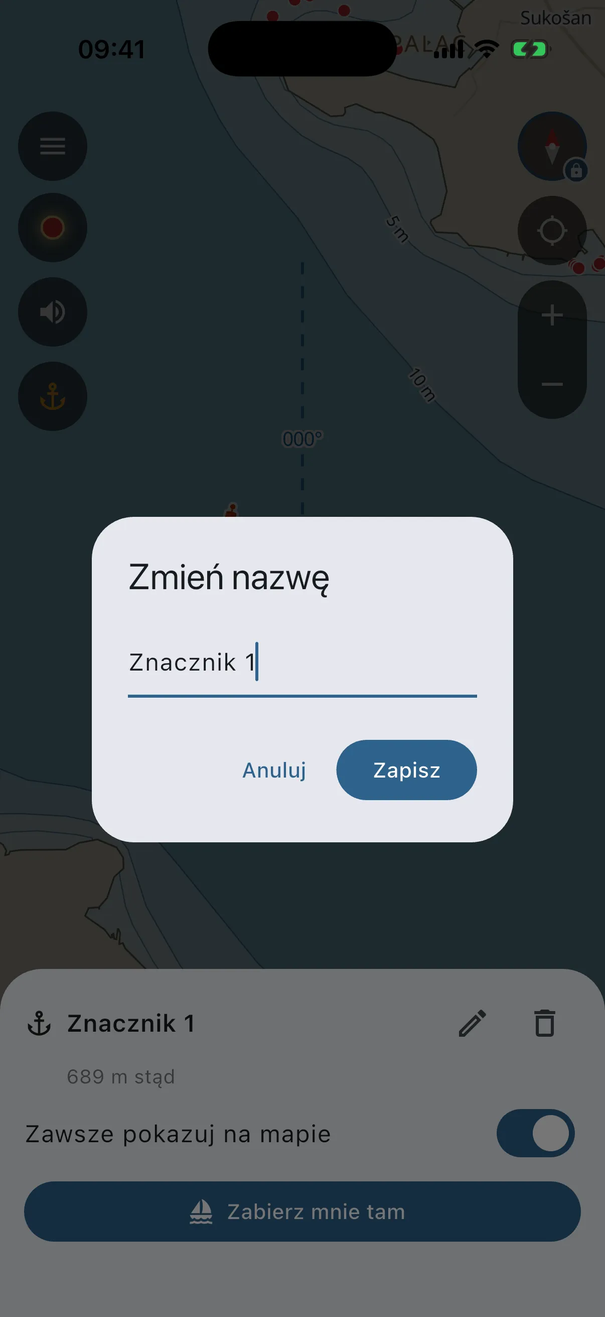 Rename dialog for a mark