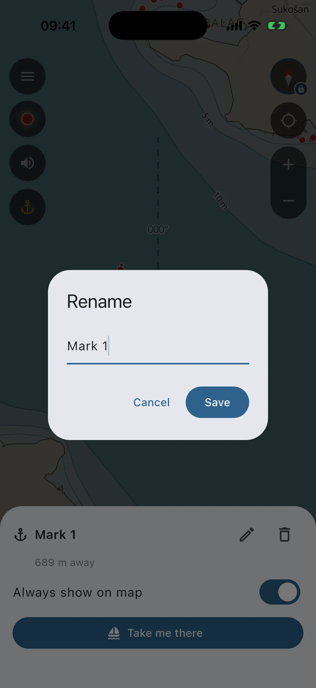 Rename dialog for a mark