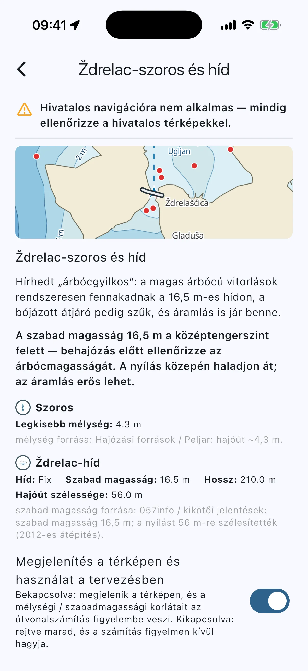 Ždrelac detail card, top