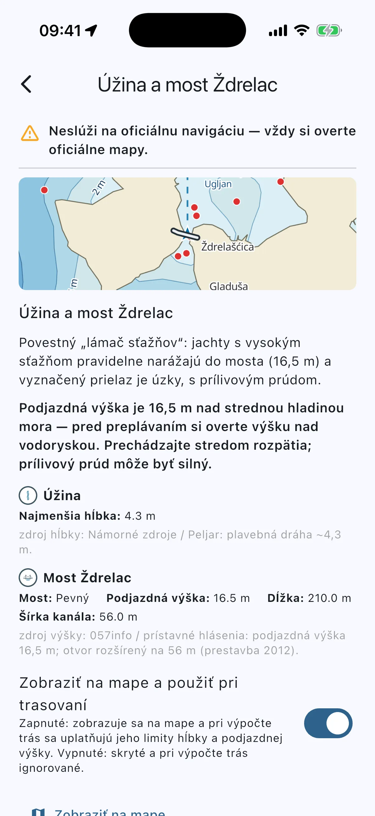Ždrelac detail card, top