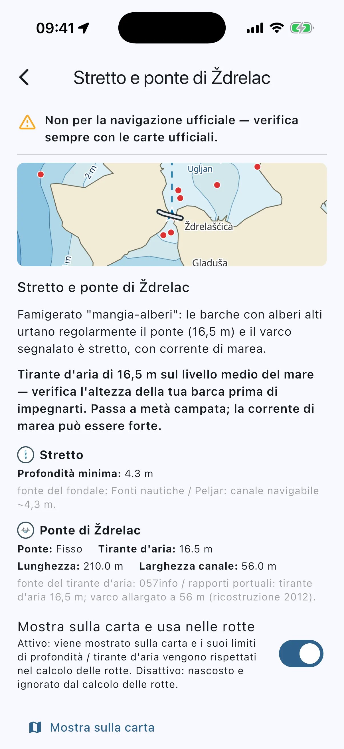 Ždrelac detail card, top