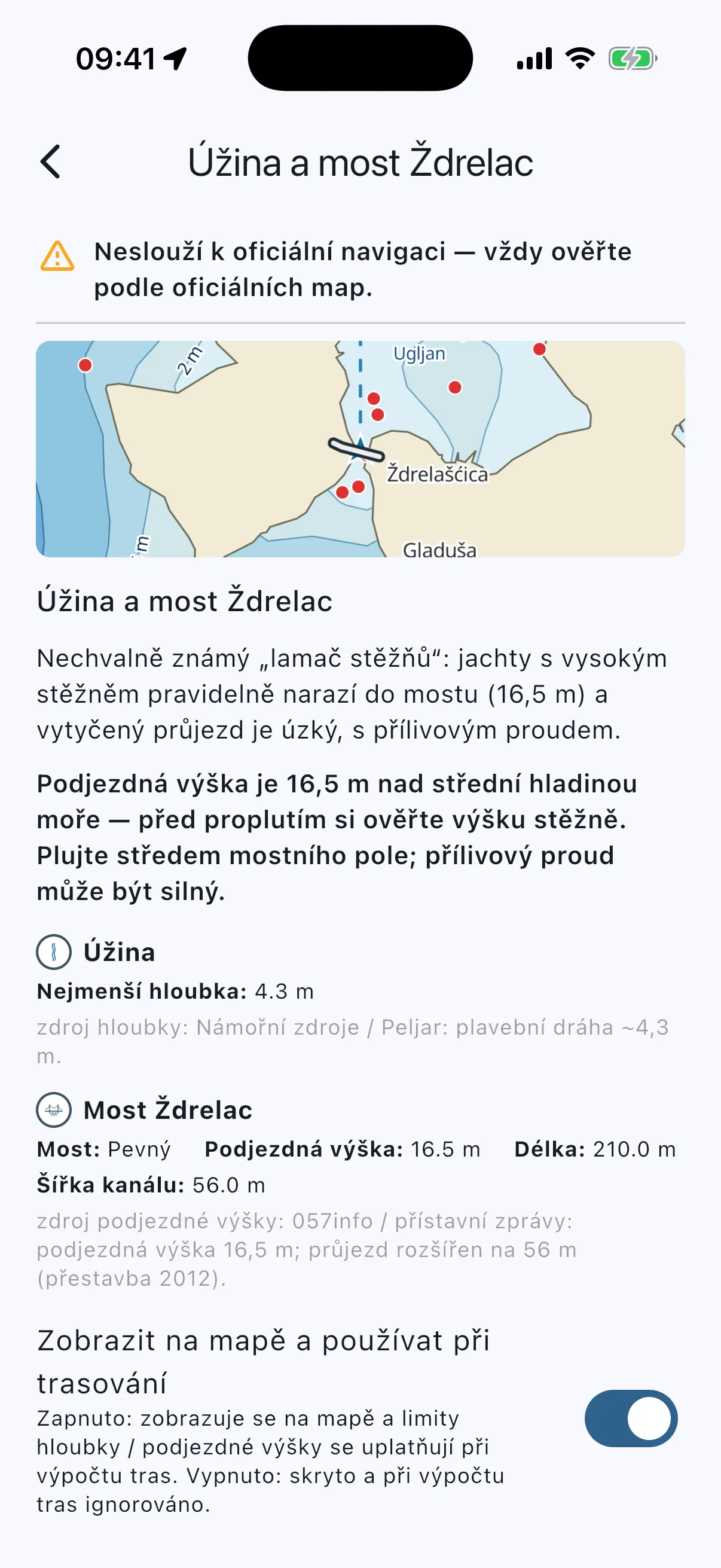 Ždrelac detail card, top