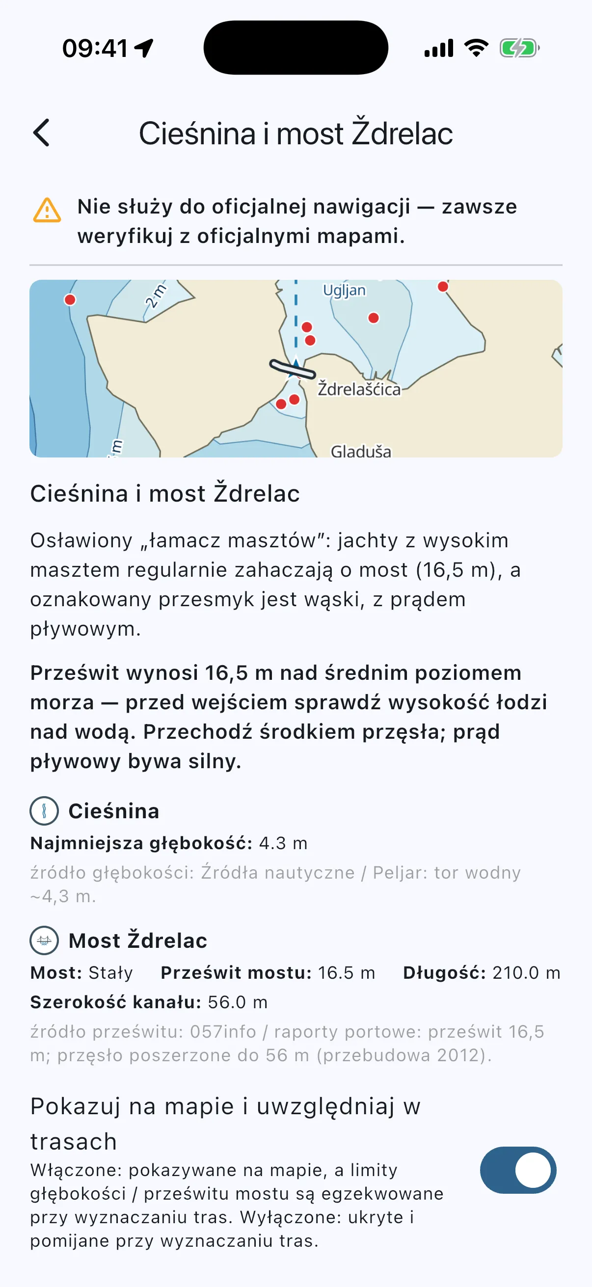 Ždrelac detail card, top