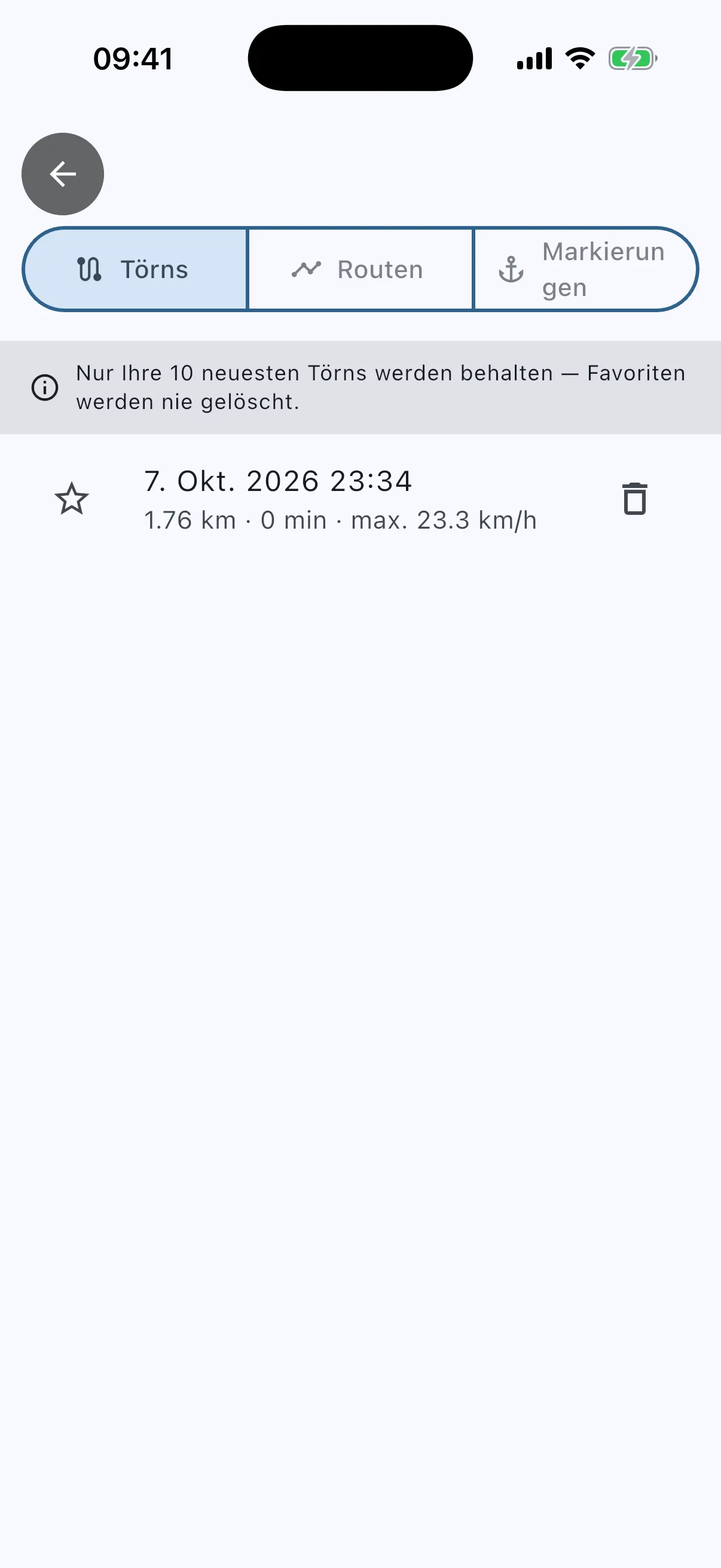 Trip history list
