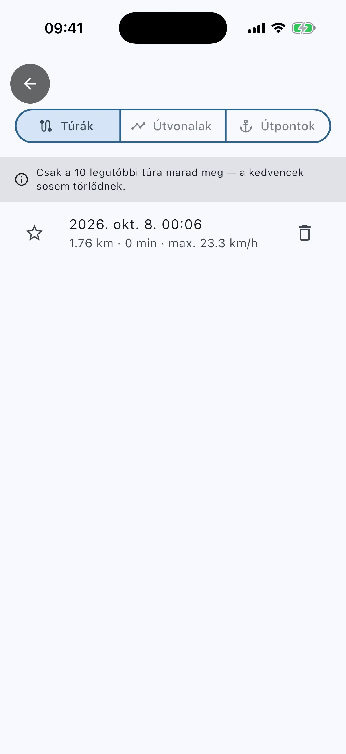 Trip history list
