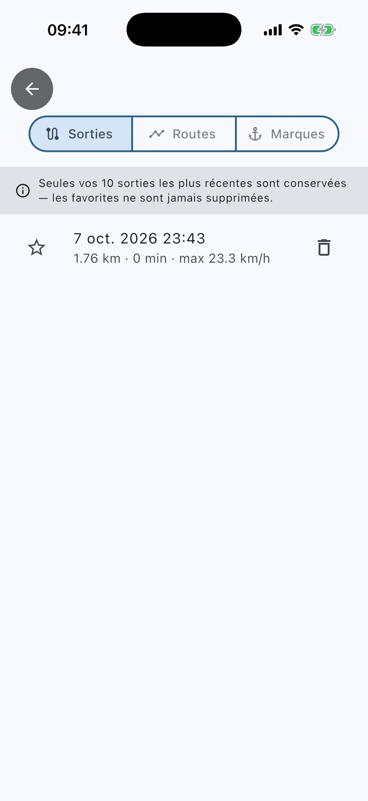 Trip history list
