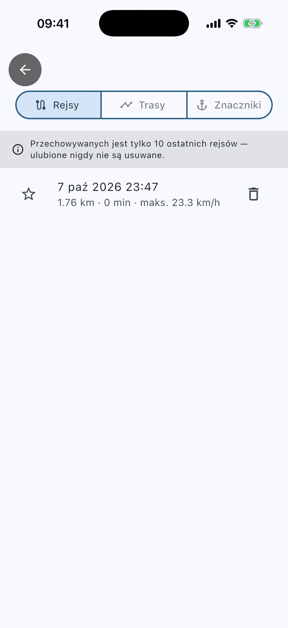 Trip history list