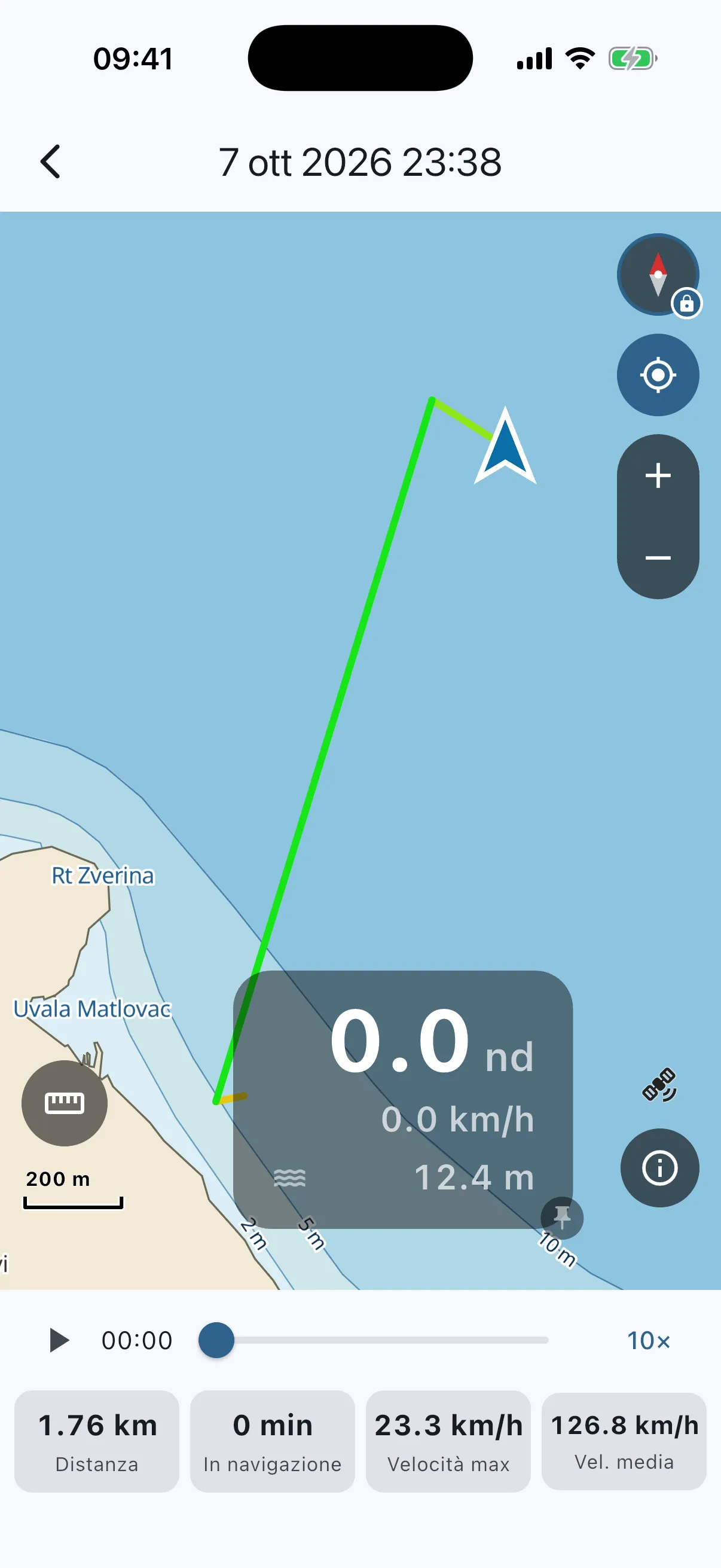 Trip replay with stats row