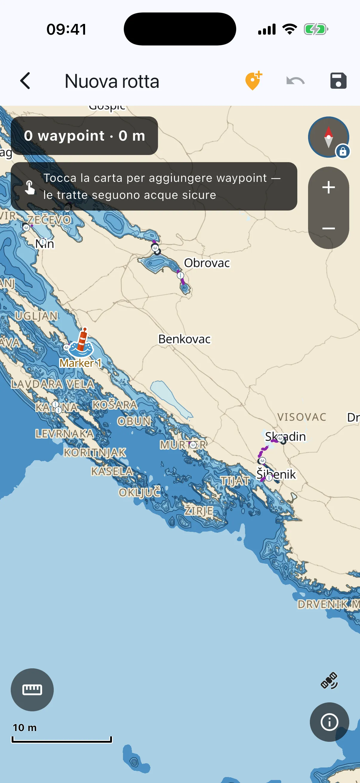 Route editor with tap hint