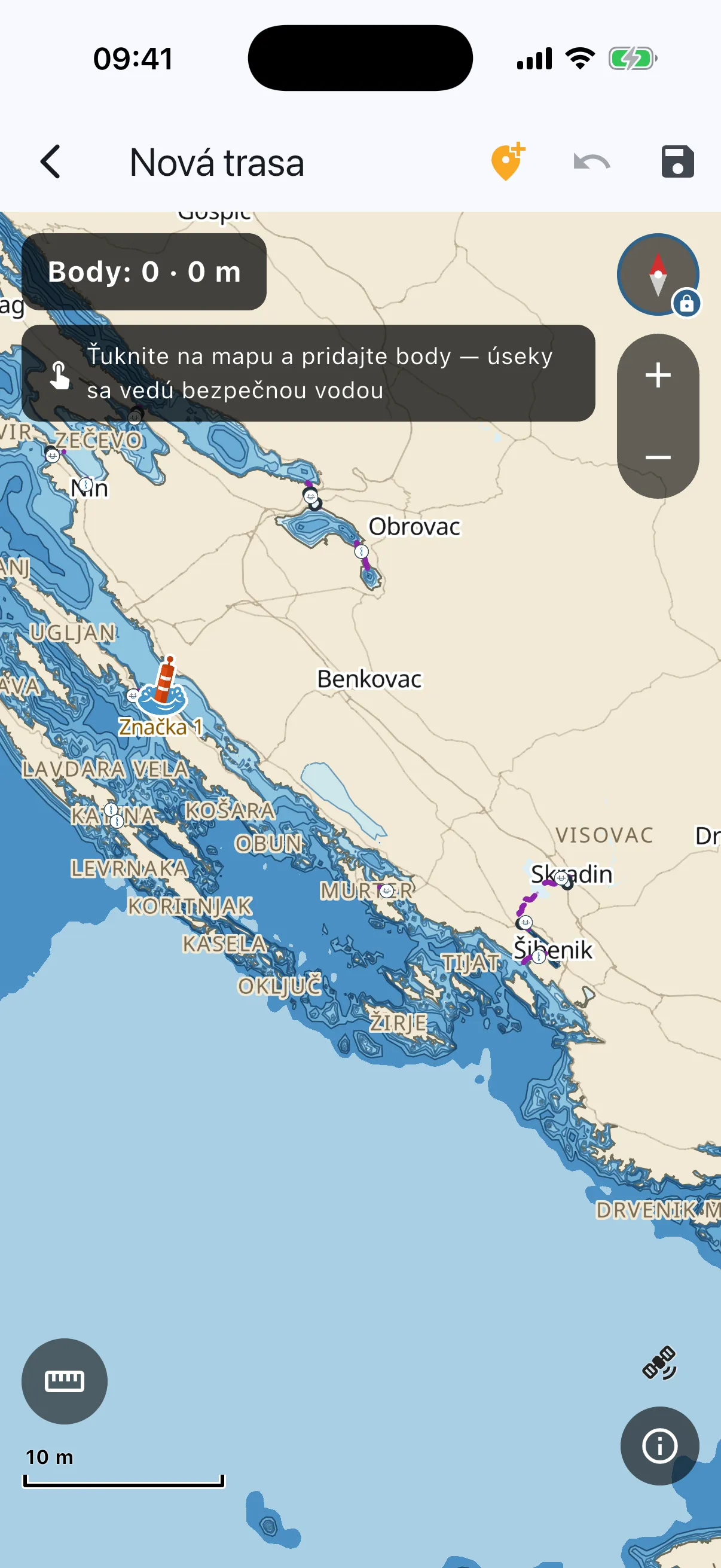 Route editor with tap hint