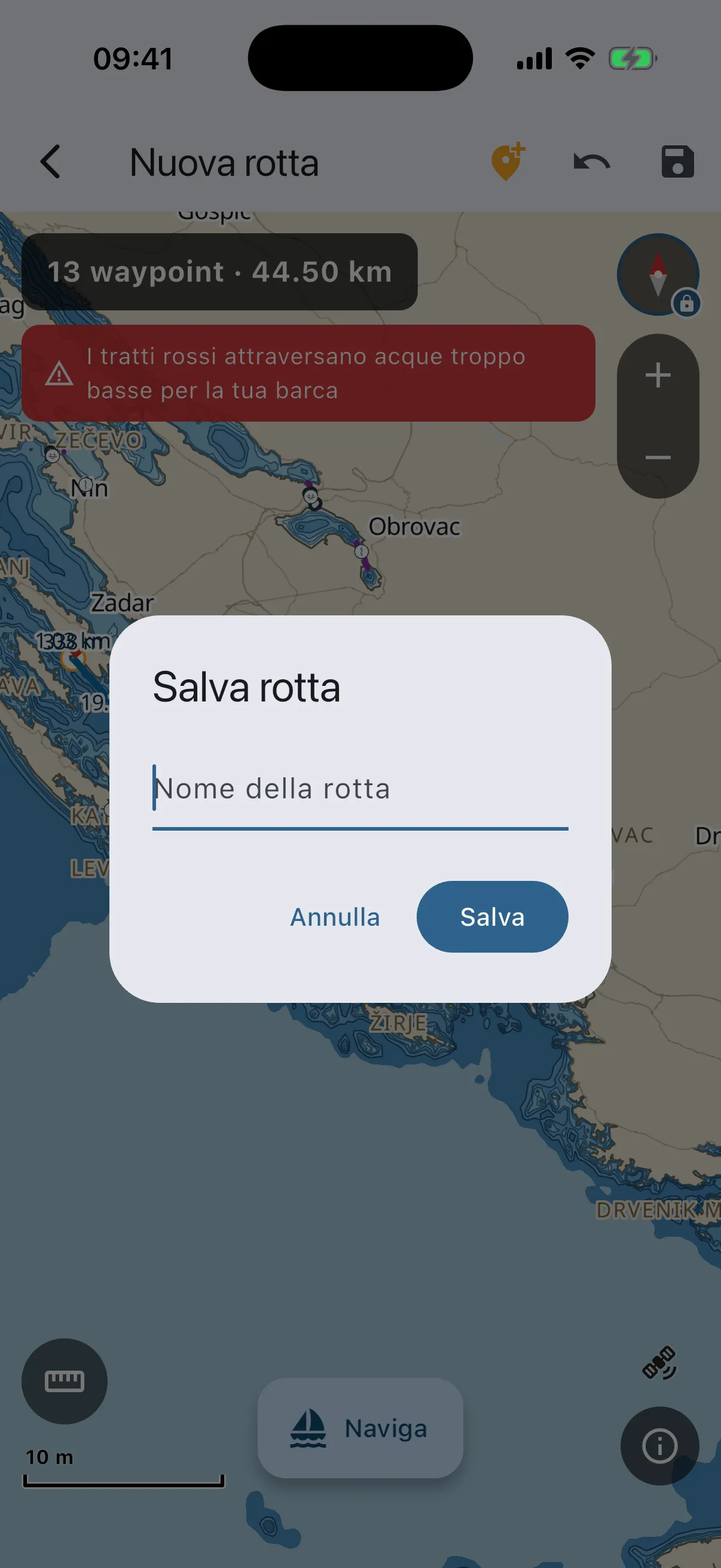 Save route dialog