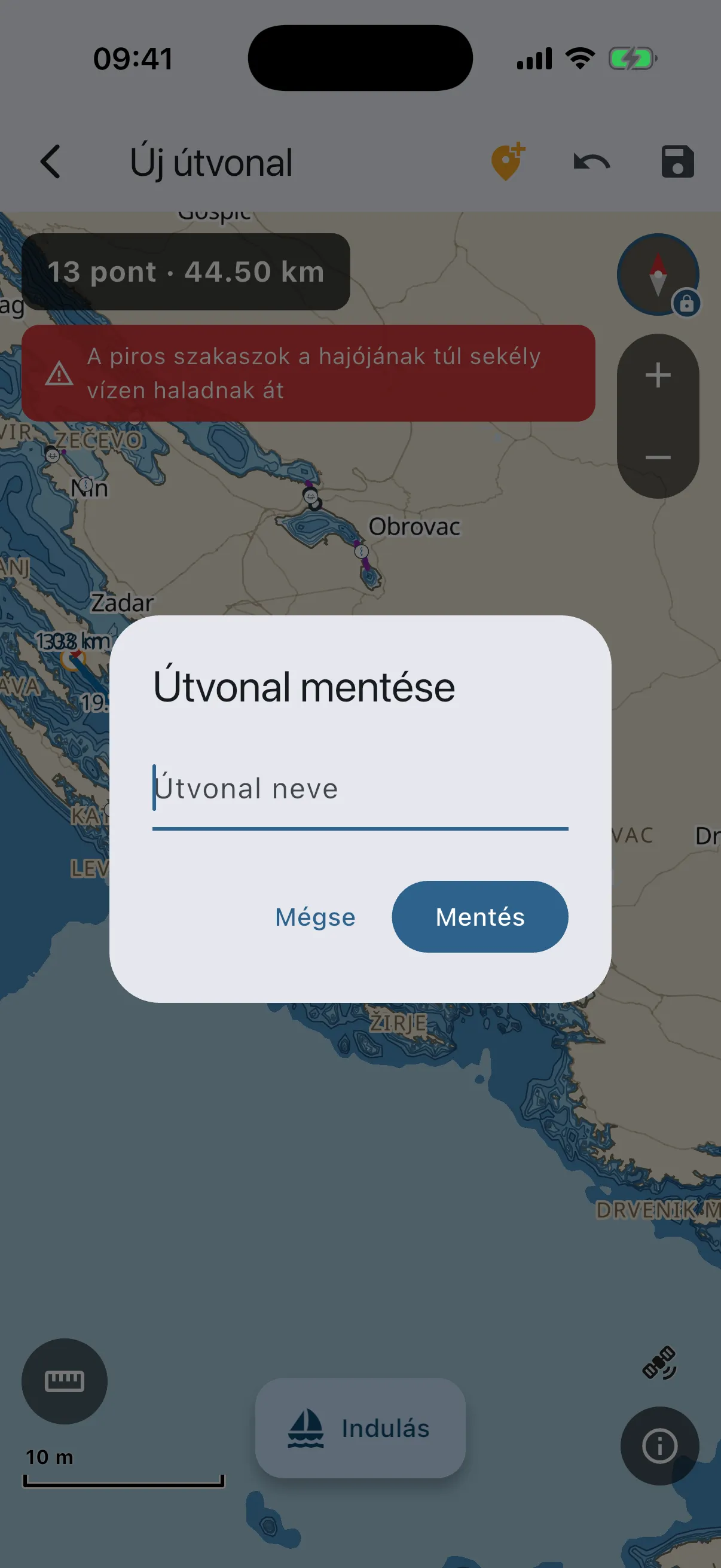 Save route dialog