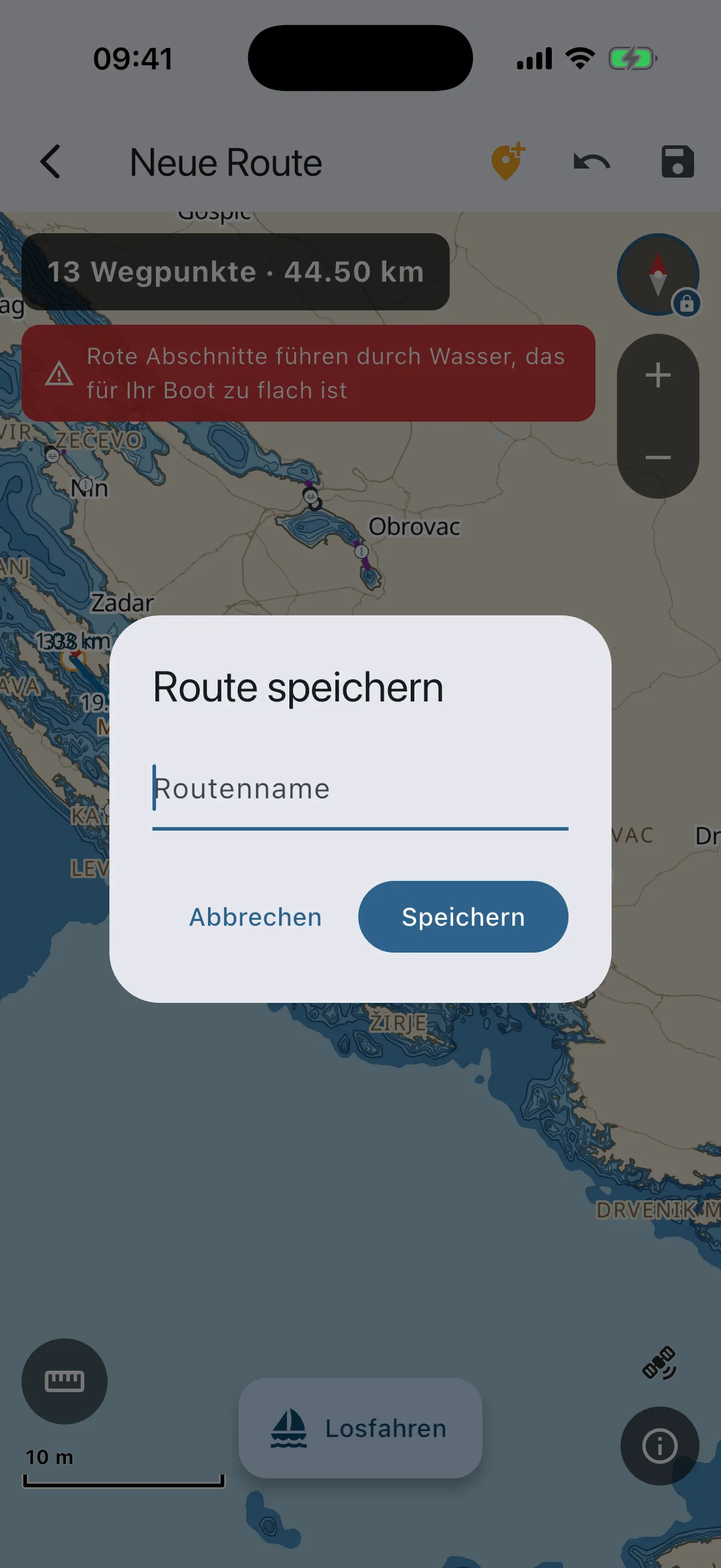 Save route dialog