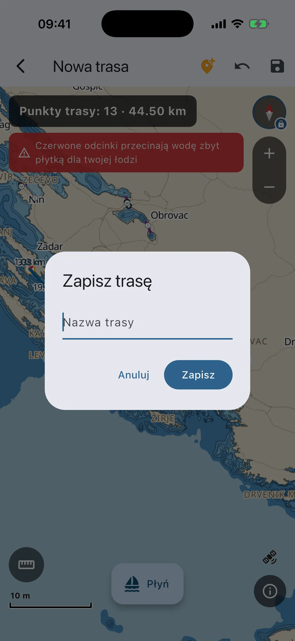 Save route dialog