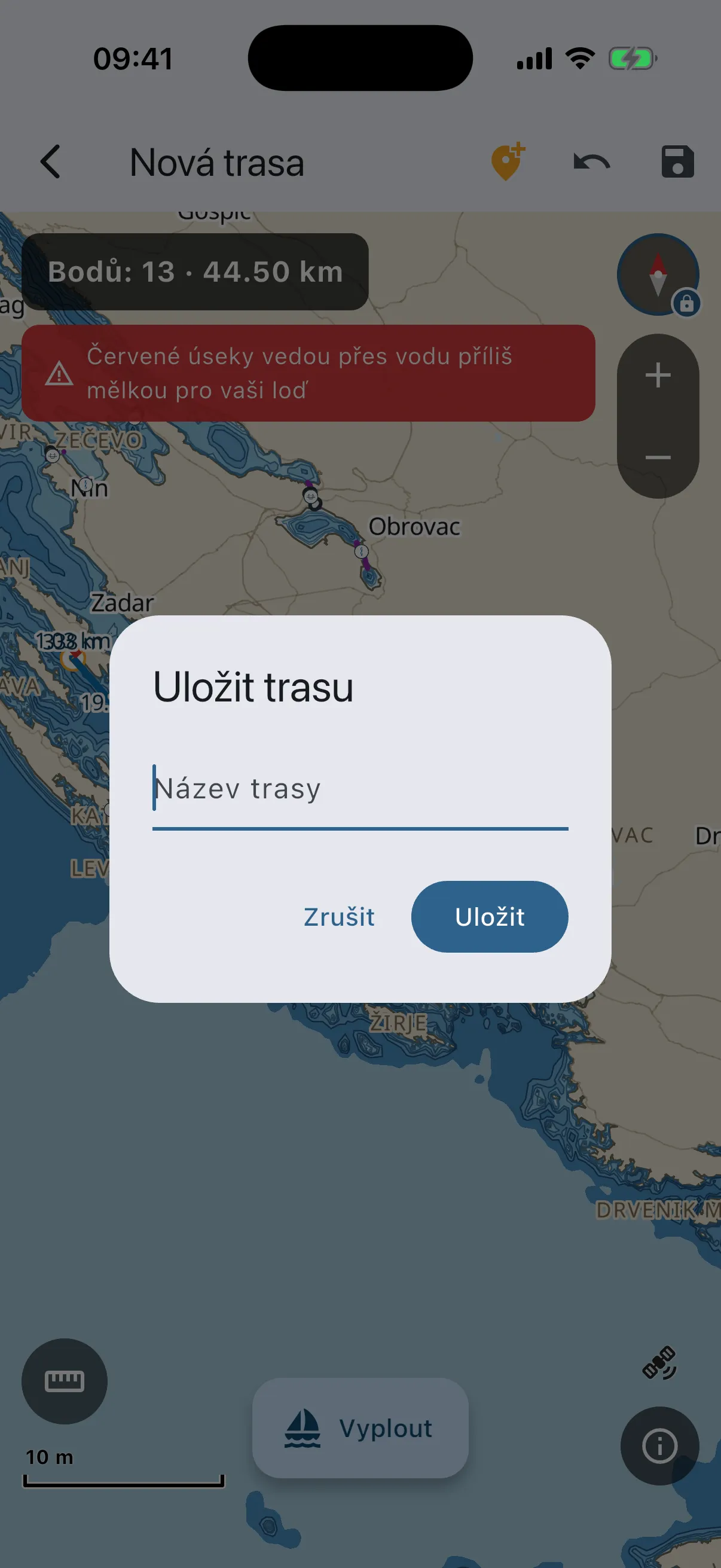 Save route dialog
