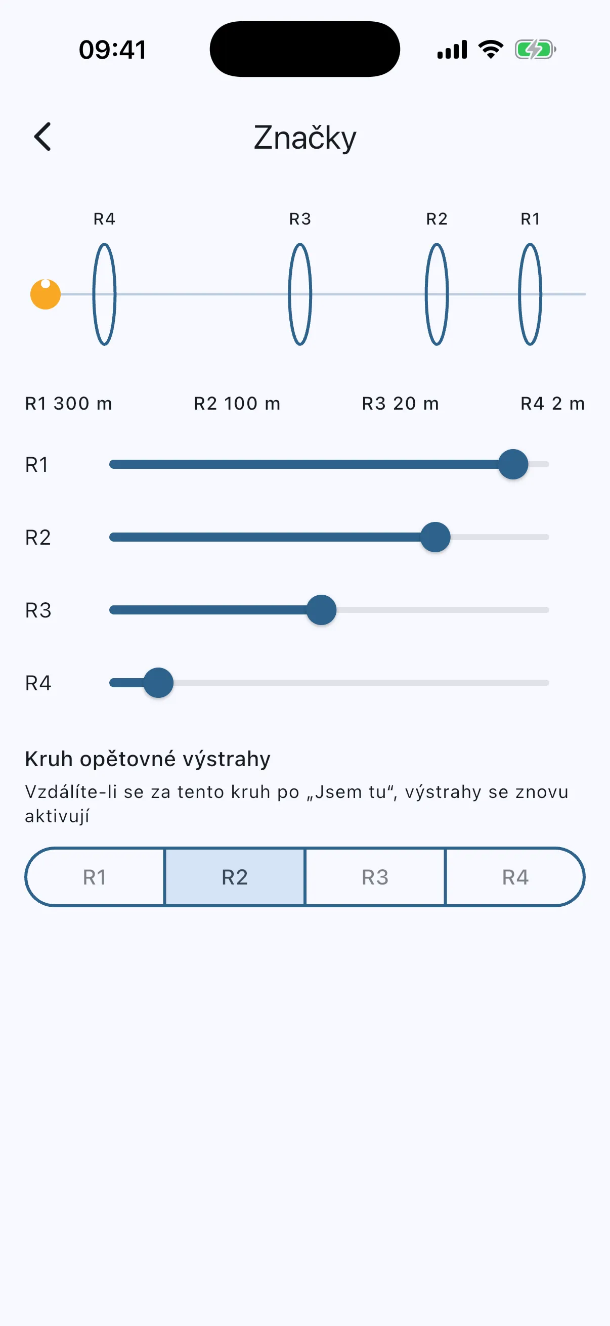 Approach ring diagram with sliders