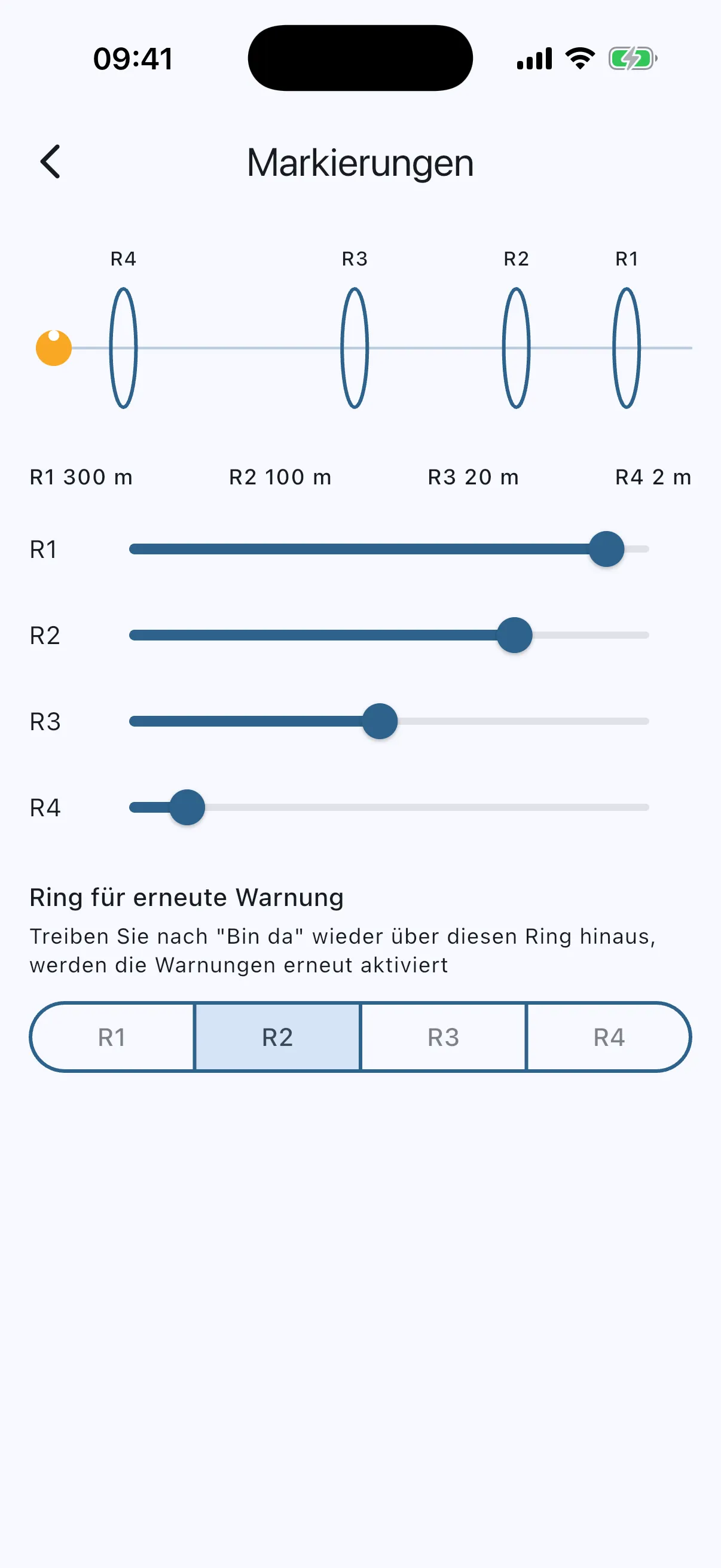 Approach ring diagram with sliders