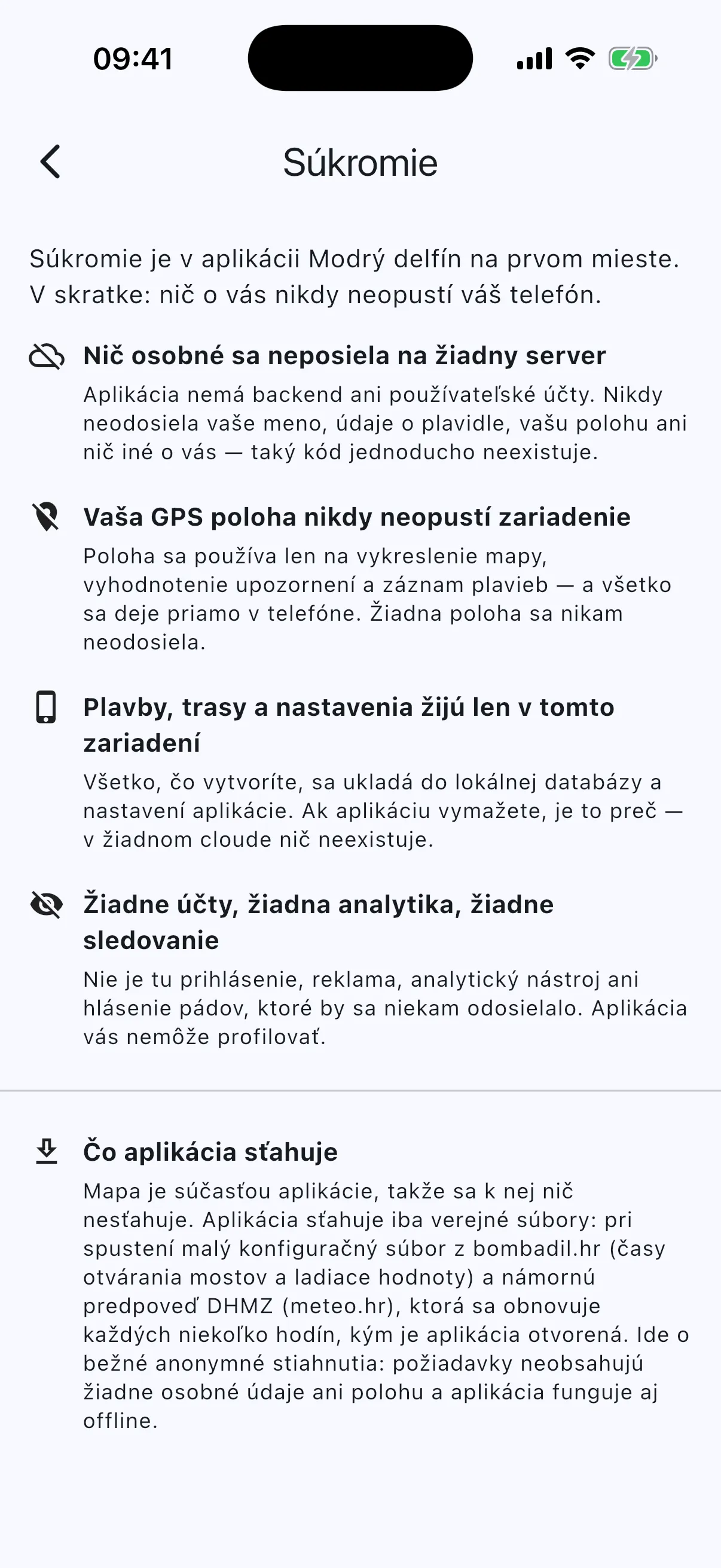 Privacy page, claims