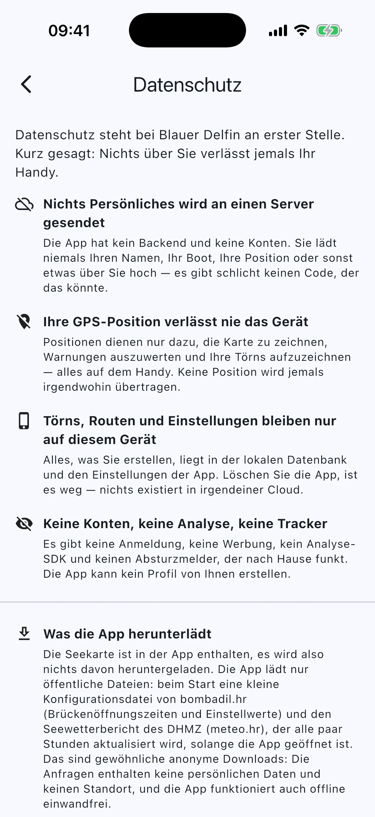 Privacy page, claims