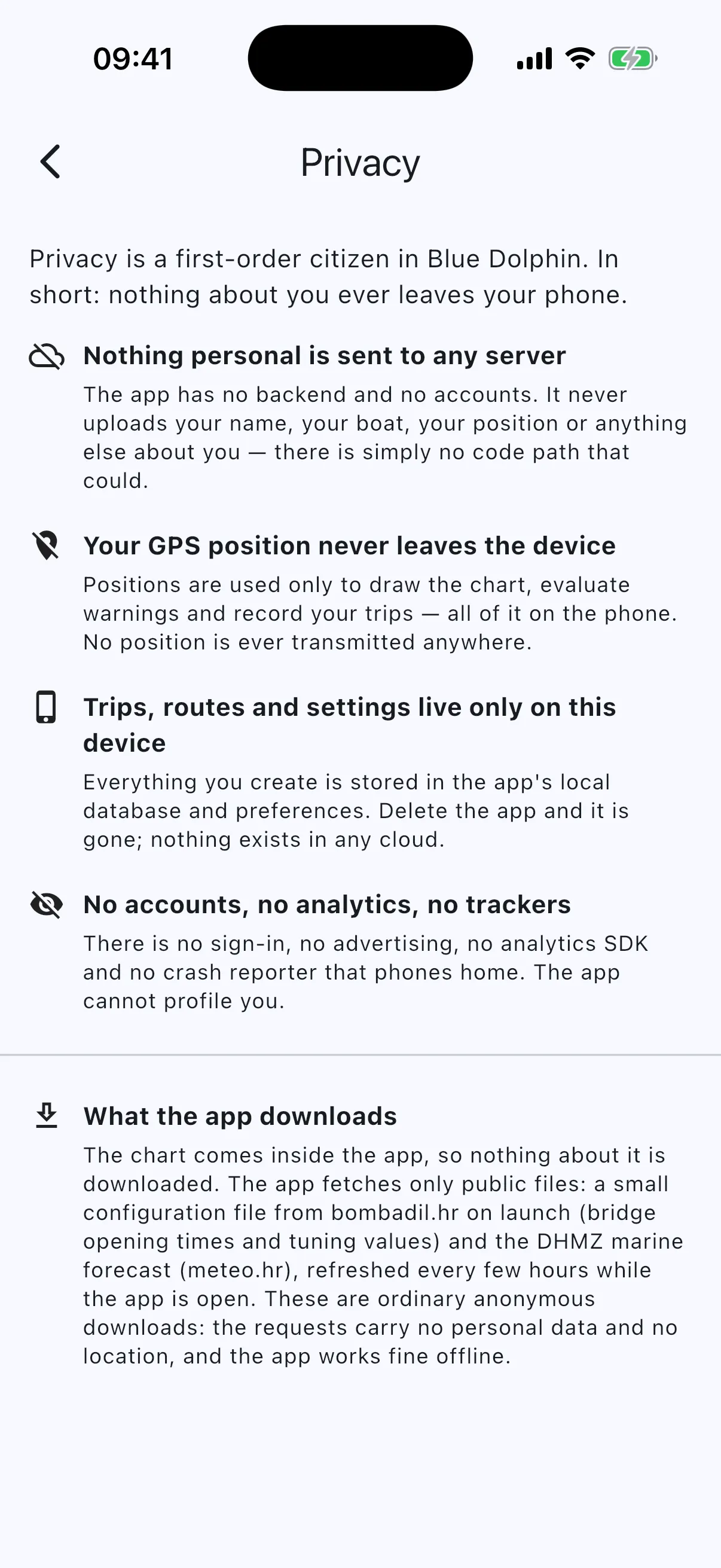 Privacy page, claims