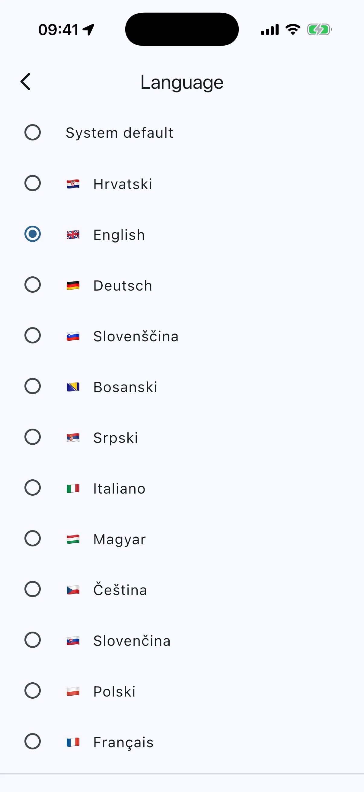 Language list