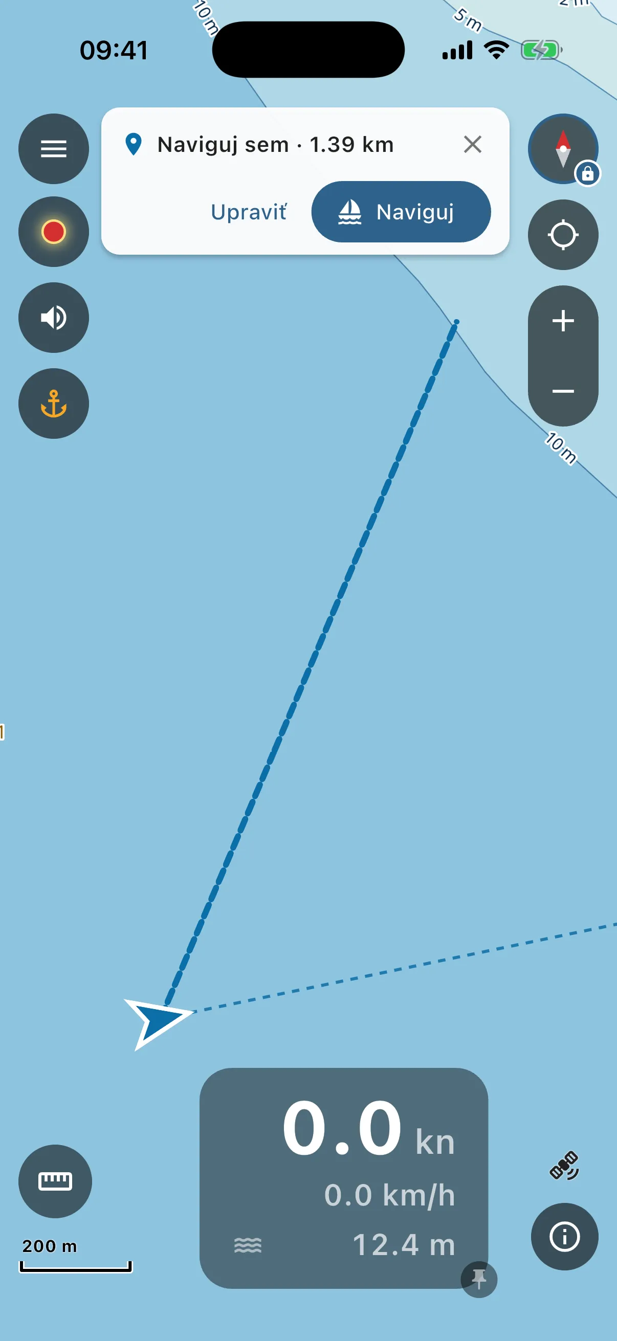 Go here card with the safe route drawn dashed
