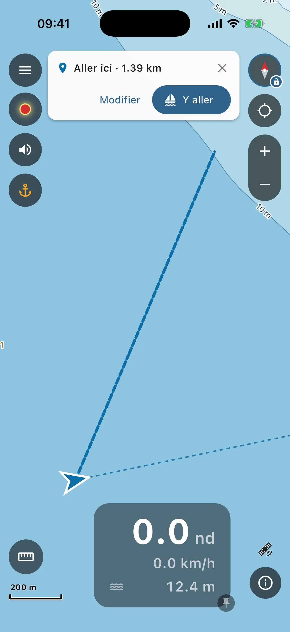 Go here card with the safe route drawn dashed